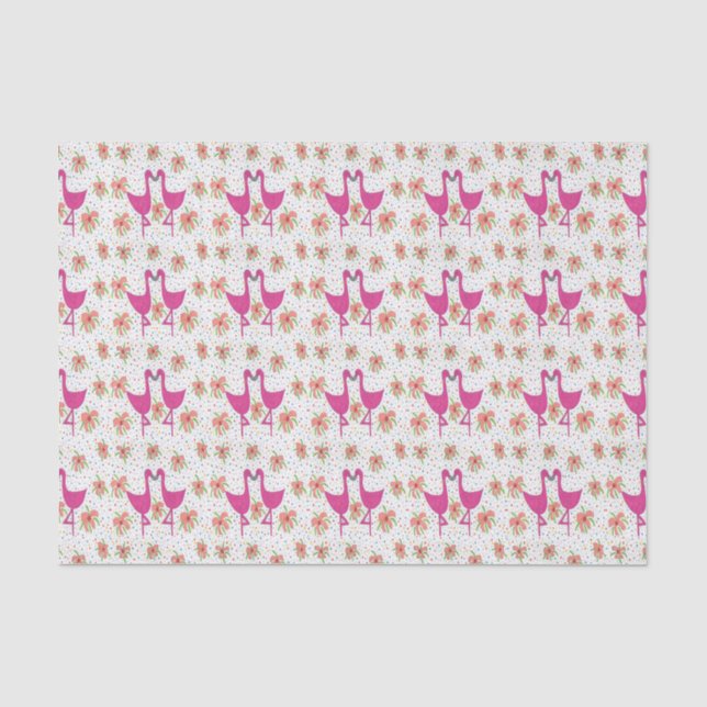 Papel De Seda Floral Flamingo Fiesta (Anverso)