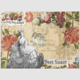Papel De Seda Floral francesa Marie Antoinette Ephemera Decoupag