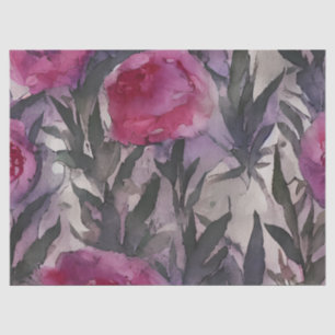 Papel De Seda Floral Gótico Acuarela Púrpura