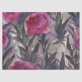 Papel De Seda Floral Gótico Acuarela Púrpura