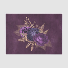 Papel De Seda Floral gráfica de oro púrpura rústico