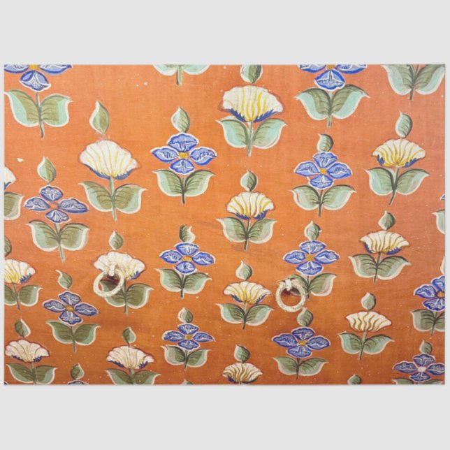 Papel De Seda Floral hand painted Indian wall art (Anverso)