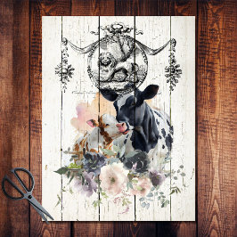 Papel De Seda Floral Holstein Vacas