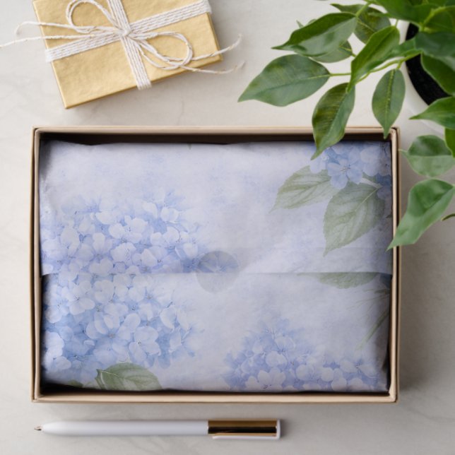 Papel De Seda Floral Hortensia Azul (Regalo )