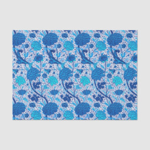 Papel De Seda Floral jacobeo de William Morris, azul de cobalto