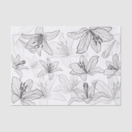 Papel De Seda Floral Lilies Line Art
