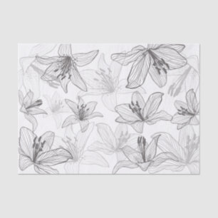 Papel De Seda Floral Lilies Line Art