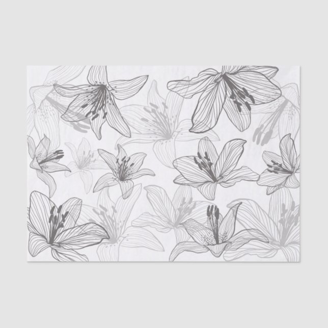 Papel De Seda Floral Lilies Line Art (Anverso)