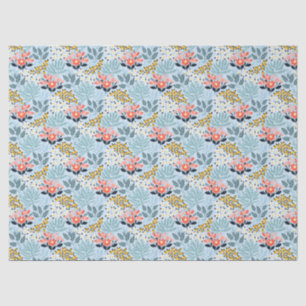 Papel De Seda Floral moderna sobre azul