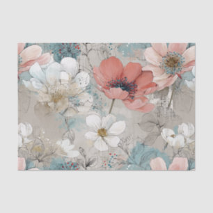 Papel De Seda Floral Moderno de Medios Mixtos