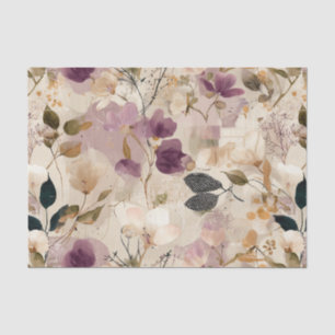 Papel De Seda Floral Moderno Morado y Verde