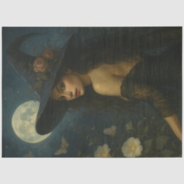 Papel De Seda Floral Moonlight Bruja Gothic Halloween Desnudació