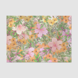 Papel De Seda Floral Naranja Rosa