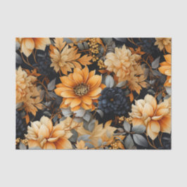 Papel De Seda Floral naranja y caída negra