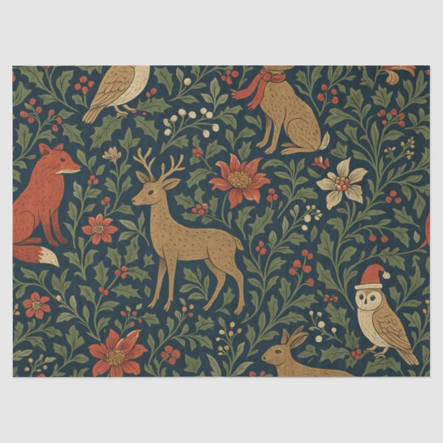 Papel De Seda Floral Navidad Victoriana  (Anverso)