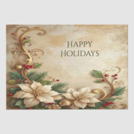 Papel de seda floral navideño