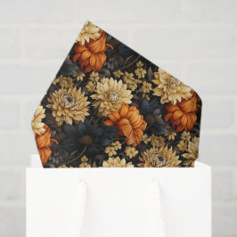 Papel De Seda Floral negra y Naranja