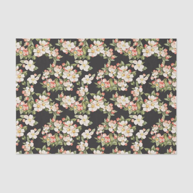 Papel De Seda Floral negro elegante (Anverso)