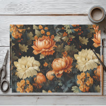 Floral negro y naranja