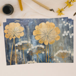 Papel De Seda Floral Oriental Dorado
