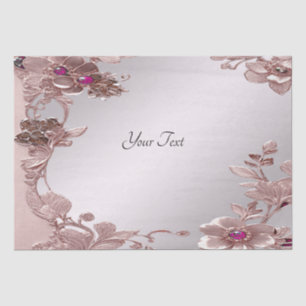 Papel de seda floral ornamentado rosa