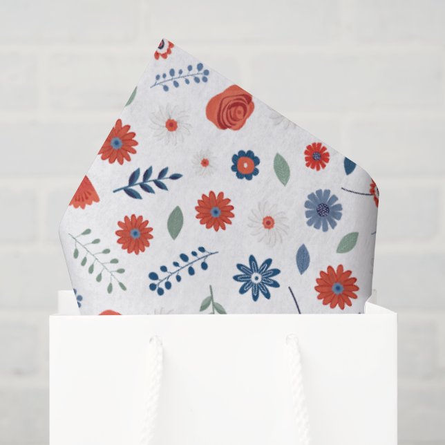 Papel de seda floral patriótico | Americana de ver (Bolsa de regalo)