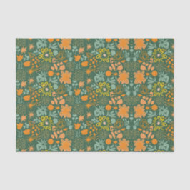 Papel De Seda Floral pattern on a dark green background 