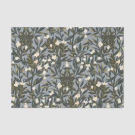 Papel De Seda Floral pattern on  dusty blue-gray background