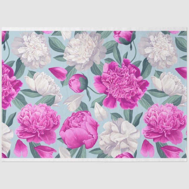 Papel De Seda Floral Peony Peonies Flores Decoupage (Anverso)