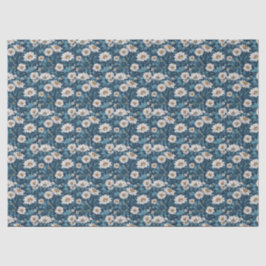 Papel De Seda Floral pintada de azul y blanco