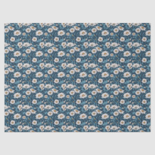 Papel De Seda Floral pintada de azul y blanco