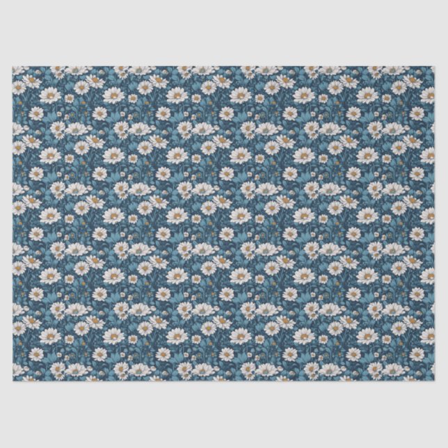 Papel De Seda Floral pintada de azul y blanco (Anverso)