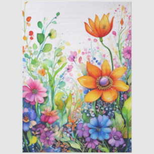 Papel de seda floral primaveral colorido