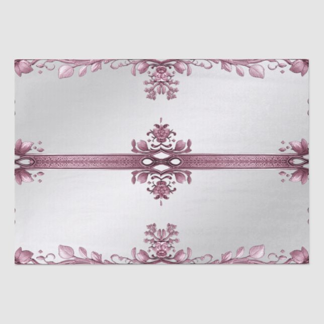 Papel de seda floral prospera hojas rosadas (Anverso)