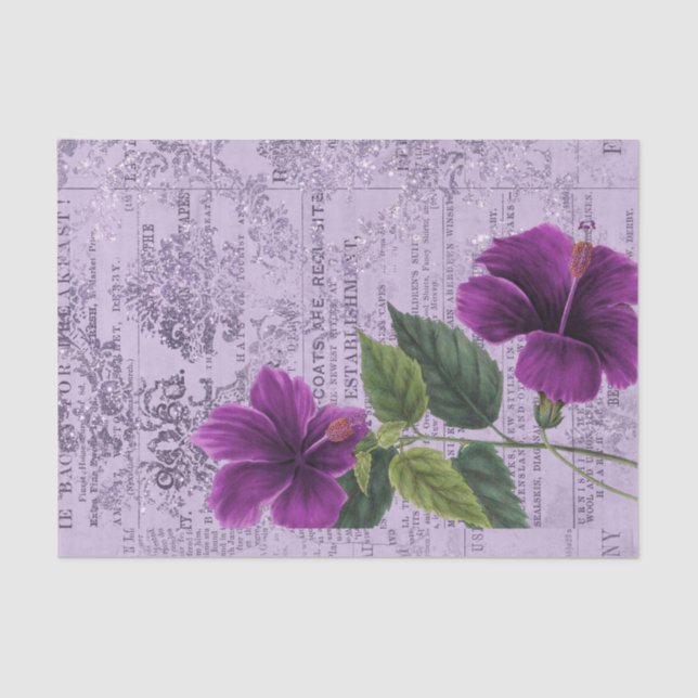 Papel De Seda Floral púrpura vintage (Anverso)