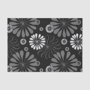 Papel De Seda Floral retro en blanco y negro