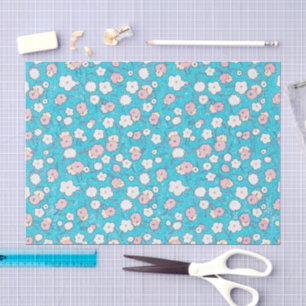 Papel de seda floral retro flores diminutas vintag