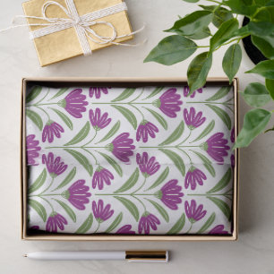 Papel de seda floral retro púrpura Botánica vint
