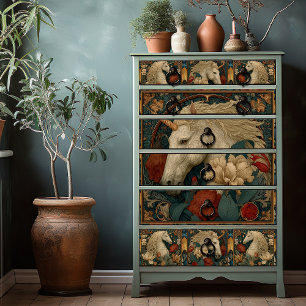 Papel De Seda Floral roja victoriana William Morris Style Unicor