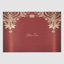 Papel de Seda Floral Rojo Dorado Moderno