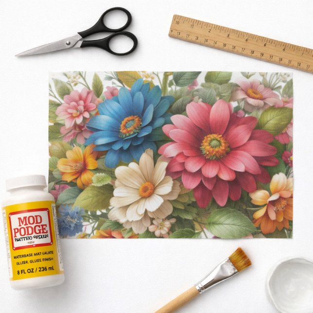 Papel de seda floral rosa azul colorido (Subido por el creador)