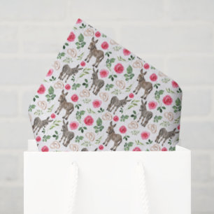 Papel de seda floral rosa burro rústico