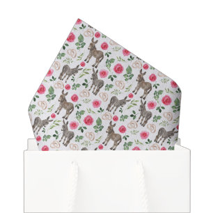 Papel de seda floral rosa burro rústico
