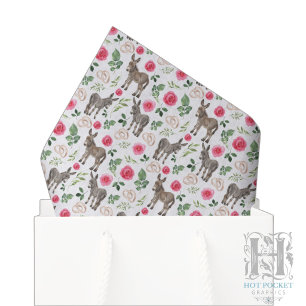 Papel de seda floral rosa burro rústico