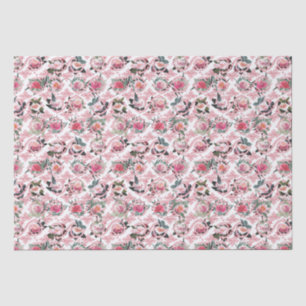 Papel de seda floral rosa con filigrana real