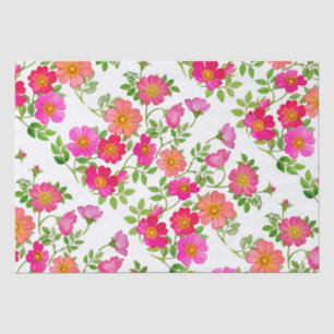Papel de seda floral rosa de rosa silvestre