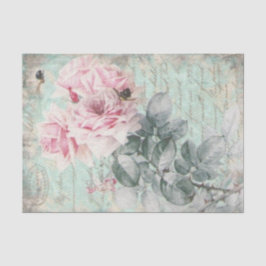 Papel De Seda Floral rosa de Shabby Chic Vintage