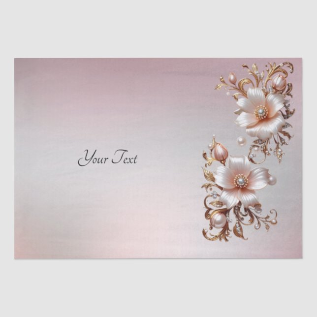 Papel de seda floral rosa decorativo (Anverso)