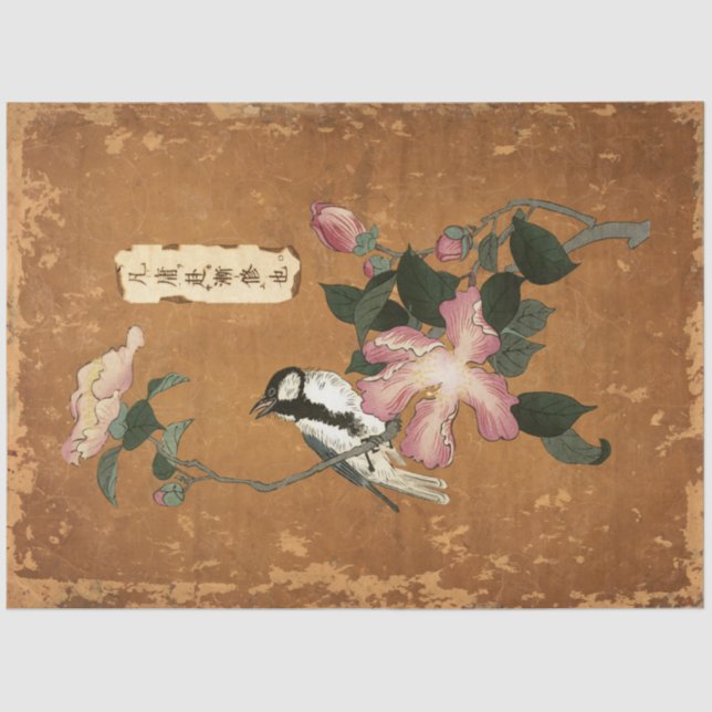 Papel De Seda Floral rosa deja descomposición de la cosecha de a (Anverso)