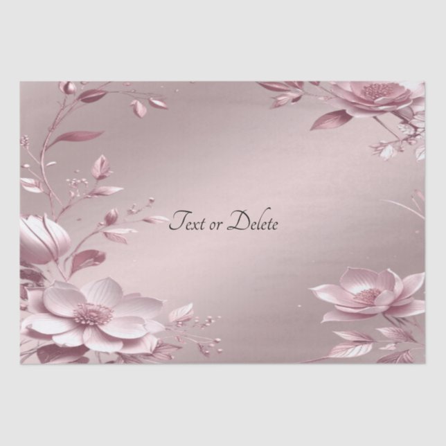 Papel de seda floral rosa delicado (Anverso)
